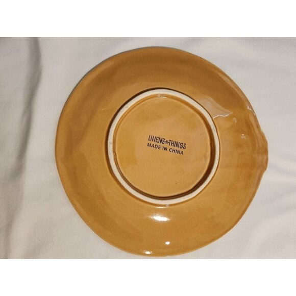 Vintage Linens N Things Embossed Tan Leaf Salad Plates x2 - Picture 8 of 9